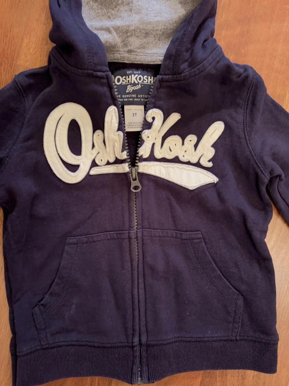 OshKosh B'gosh Navy Hoodie with Tan Fleece lined Pants Matching Set Boys 3T